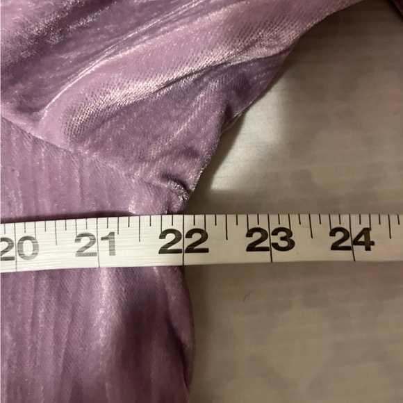 Collared Crinkle Velvet Lavender Shirt Dress (No Belt), size L - Picture 10 of 11